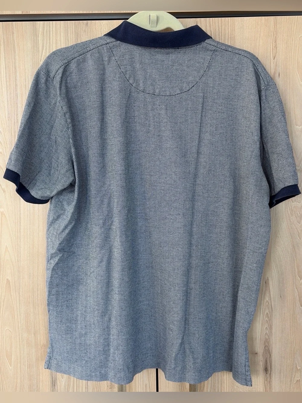 Polo Ralph Lauren Mens L Polo Shirt Navy Herringbone Pima Cotton Short Sleeve